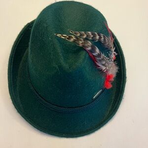 Bavarian Alpen‎ Mens Fedora Hat With Feather Green Wool